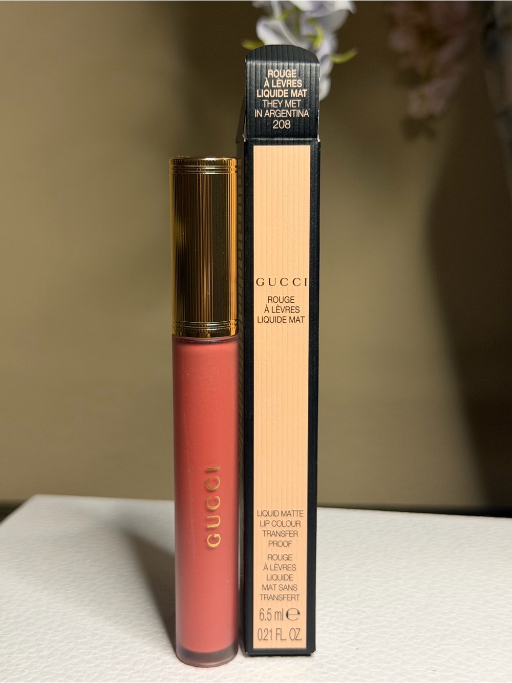 Gucci Liquid Matte Lipstick in Pink Coral Tone